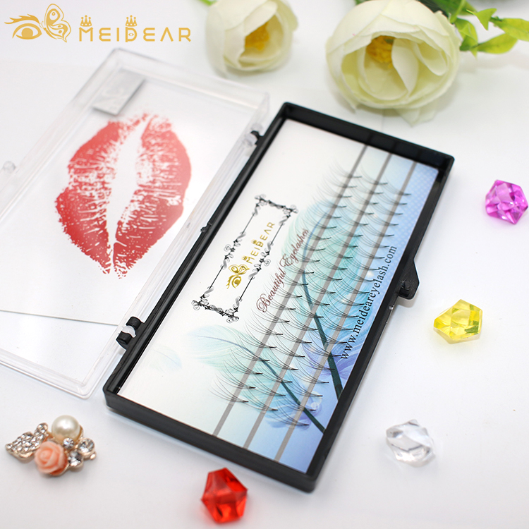 Natural looking pre-fanned volume eyelash extensions thickness 0.05 0.10 0.15mm